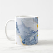 Elegant blauw wit maïs goud marmer graniet koffiemok (Links)