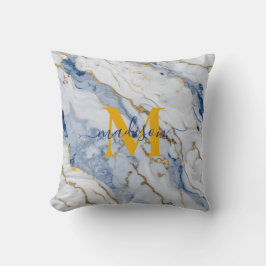 Elegant blauw wit maïs goud marmer graniet kussen