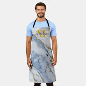 Elegant blauw wit maïs goud marmer graniet schort (Gedragen)