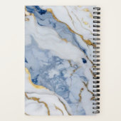 Elegant blauw wit maïs goud marmer personaliseren notitieboek (Achterkant)