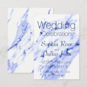 Elegant Blauw Wit Marmer graniet patroon Kaart (Voorkant / Achterkant)