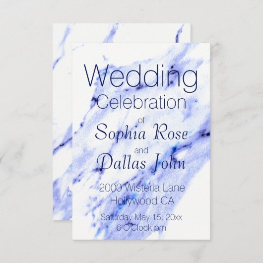 Elegant Blauw Wit Marmer graniet patroon Kaart (Voorkant / Achterkant)