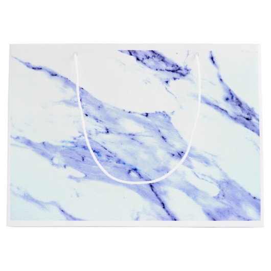 Elegant Blauw Wit Marmer graniet patroon Large Cadeautasje (Voorkant)