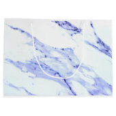 Elegant Blauw Wit Marmer graniet patroon Large Cadeautasje (Achterkant)