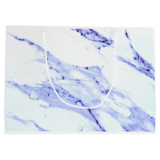 Elegant Blauw Wit Marmer graniet patroon Large Cadeautasje (Achterkant)