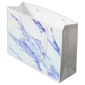Elegant Blauw Wit Marmer graniet patroon Large Cadeautasje (Achterkant Gekanteld)