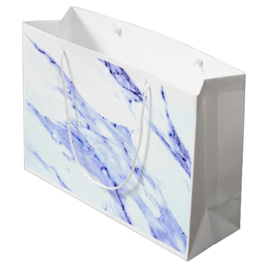 Elegant Blauw Wit Marmer graniet patroon Large Cadeautasje (Achterkant Gekanteld)
