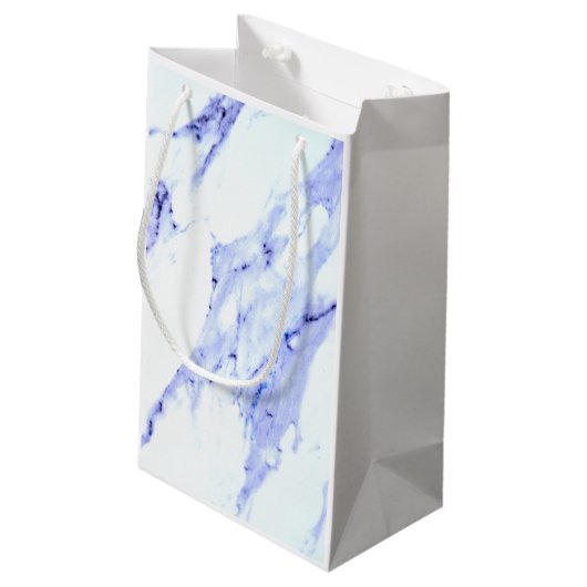 Elegant Blauw Wit Marmeren patroon Klein Cadeauzakje (Achterkant Gekanteld)