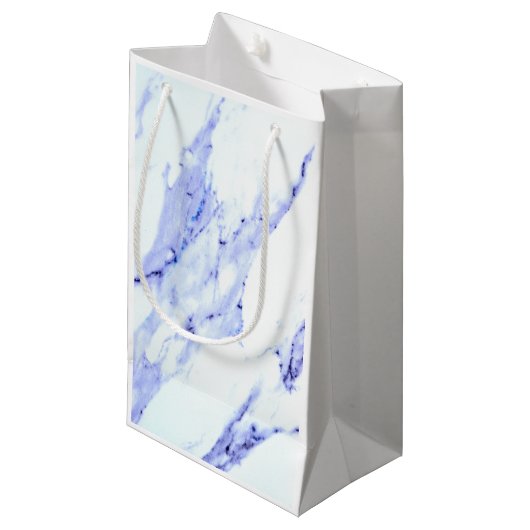 Elegant Blauw Wit Marmeren patroon Klein Cadeauzakje (Voorkant Gekanteld)