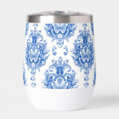 Elegant blauw-wit mediterraan damastpatroon (Voorkant)