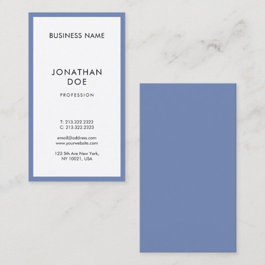 Elegant blauw wit, modern, stijlvol en professione visitekaartje (Voorkant / Achterkant)