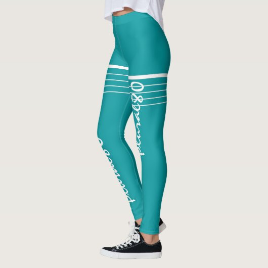 Elegant blauw wit monogramme werkout leggings (Links)