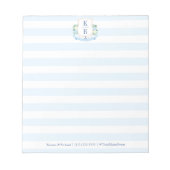 Elegant Blauw Wit Nautisch Monogram Bruiloft Notitieblok (Voorkant)