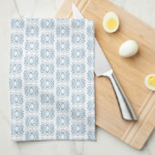 Elegant blauw wit over het gehele patroon theedoek (Quarter Fold)
