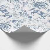 Elegant  Blauw Wit Paard Bloemenpatroon Cadeaupapier (Hoek)