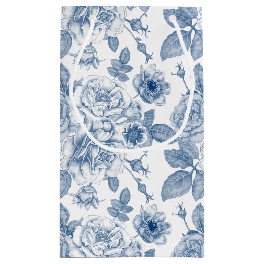 Elegant blauw wit  partytas klein cadeauzakje (Achterkant)