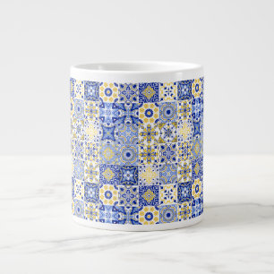 Elegant blauw&wit Portugees Azulejo patroon  Grote Koffiekop