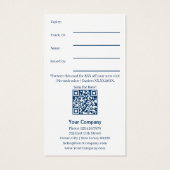 Elegant blauw wit relatiegeschenkbon Kaart (Achterkant)