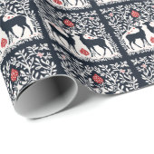 Elegant blauw & wit rendier silhouet ontwerp cadeaupapier (Rol Hoek)