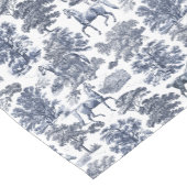 Elegant Blauw Wit Rustiek Paarden Toile Korte Tafelloper (Hoek)