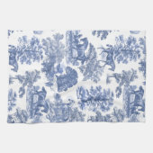 Elegant Blauw Wit Rustiek Paarden Toile Theedoek (Horizontaal)