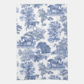 Elegant Blauw Wit Rustiek Paarden Toile Theedoek (Verticaal)