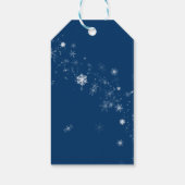 Elegant Blauw Wit Sneeuw Winter Vrolijk Kerstfeest Cadeaulabel (Achterkant)