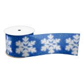 Elegant blauw wit sneeuwvlokpatroon satijnen lint (Spoel)