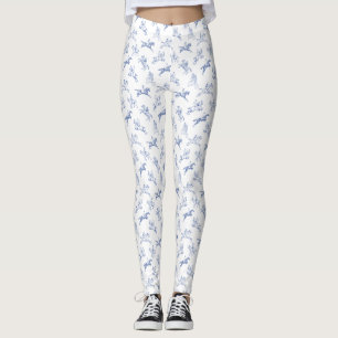 Elegant  Blauw Wit Toile Paardrijden Leggings