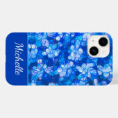Elegant Blauw Wit Waterverf Bloemen Monogram Case-Mate iPhone Case (Achterkant (horizontaal))