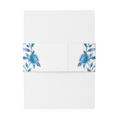 Elegant blauw & wit waterverf bloemenbruiloft uitnodigingen wikkel (Achterkant Voorbeeld)