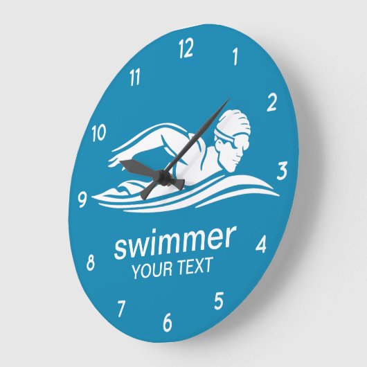 Elegant Blauw Wit Zwembad Water Grote Klok (Hoek)