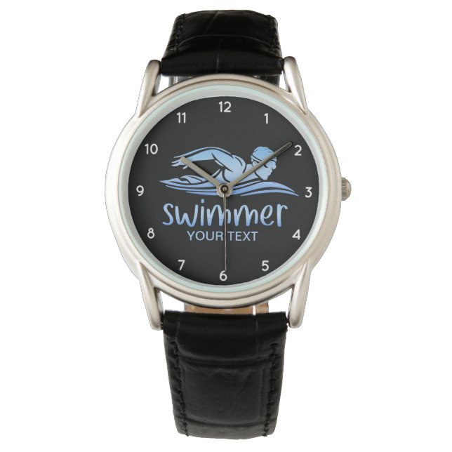 Elegant Blauw Wit Zwembad Water Horloge (Voorkant)