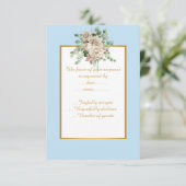 ELEGANT BLAUW WITTE BLOEMEN CUSTOM RSVP KAARTJE (Staand voorkant)