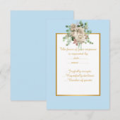 ELEGANT BLAUW WITTE BLOEMEN CUSTOM RSVP KAARTJE (Voorkant / Achterkant)