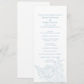 Elegant Blauw Witte Bloemige Huwelijksprogramma Programmakaart (Voorkant / Achterkant)