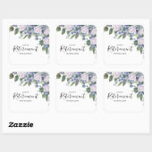 Elegant Blauw Witte Bloemige Pensioenfeestje  Vierkante Sticker (Vel)