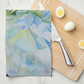 Elegant Blauw witte pioen waterverf bloemig Theedoek (Quarter Fold)