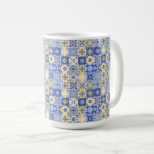 Elegant blauw&witte Portugese Azulejo-patroon Koffiemok