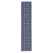 Elegant Blauw Witte Scandinavische Kerst Korte Tafelloper (Voorkant)