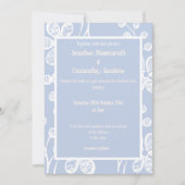 ELEGANT BLAUW WITTE STROOMWEDING KAART (Voorkant)