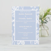 ELEGANT BLAUW WITTE STROOMWEDING KAART (Staand voorkant)