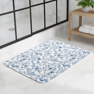 Elegant Blauw Witte Toile Franse Vintage Stijl Badmat
