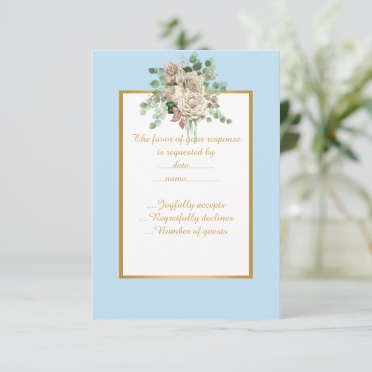 ELEGANT BLAUW WITTE VLOEISTOFFICIËNTE RSVP (Staand voorkant)