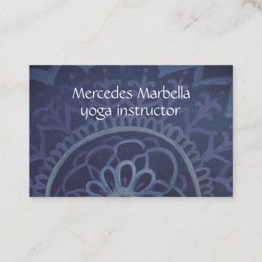 Elegant blauw yogaleraar mandala Visitekaartje (Voorkant)