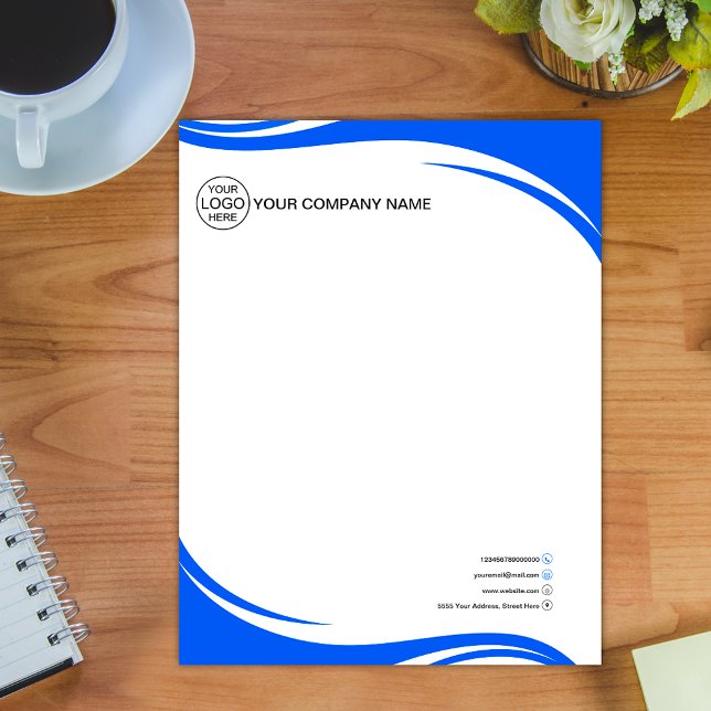 Elegant blauw Zakelijk logo Letterhead Briefhoofd (Creator heeft geüpload)