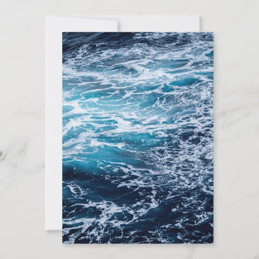 Elegant Blauw Zee Waves Zomer Strand Bruiloft Kaart (Achterkant)