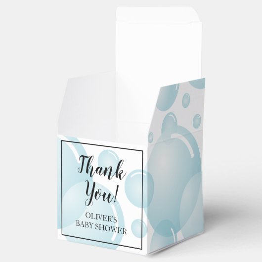 Elegant blauw zeepbellenjongensfeest met baby show bedankdoosjes (Geopend)