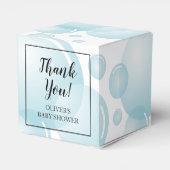 Elegant blauw zeepbellenjongensfeest met baby show bedankdoosjes (Achterkant)