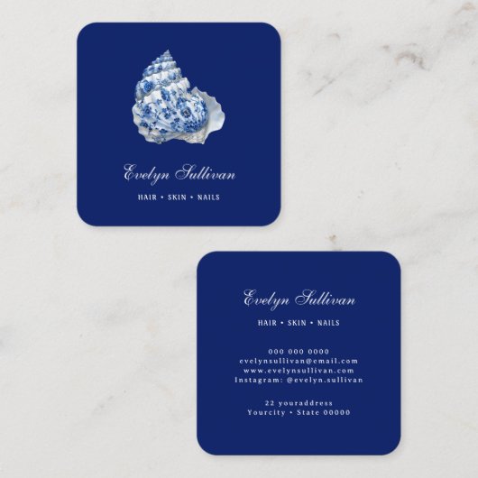 Elegant blauw zeeschelp logo visitekaartje (Voorkant / Achterkant)